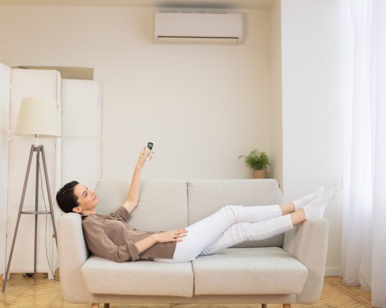 person enjoying ductless ac